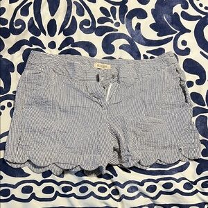 British Khaki Navy and White Striped Women Shorts